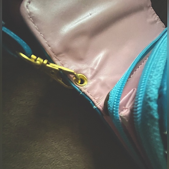 Wristlet Wallet Teal Blue with Cute Gold Crown - Picture 10 of 13